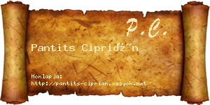 Pantits Ciprián névjegykártya
